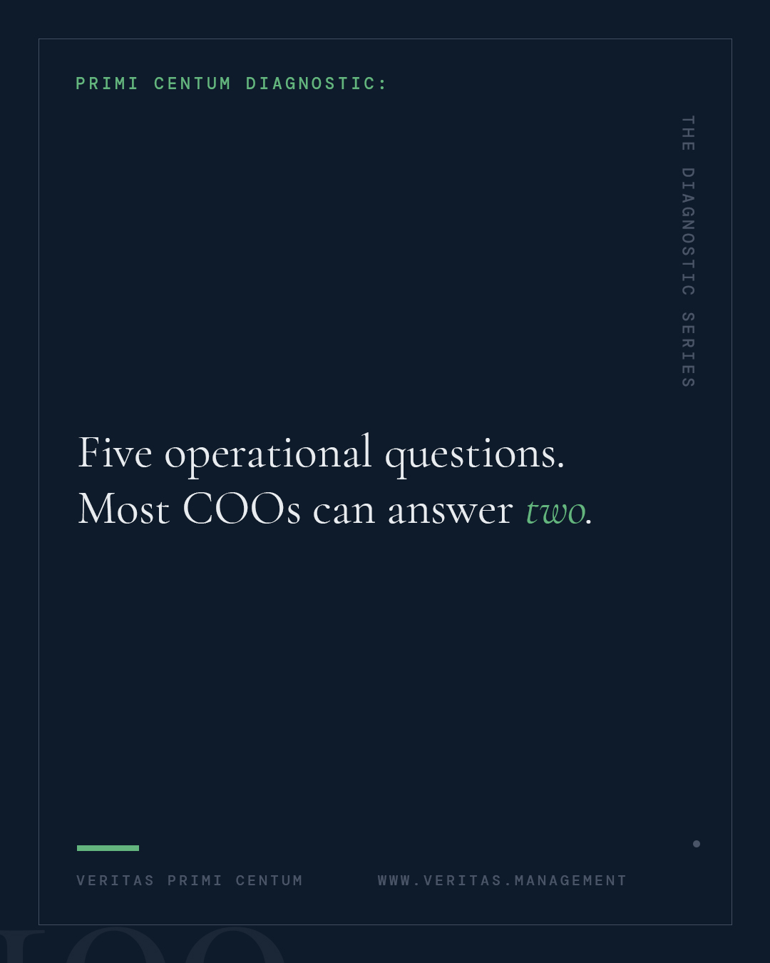 Primi Centum Diagnostic Series card on five operational questions for COOs